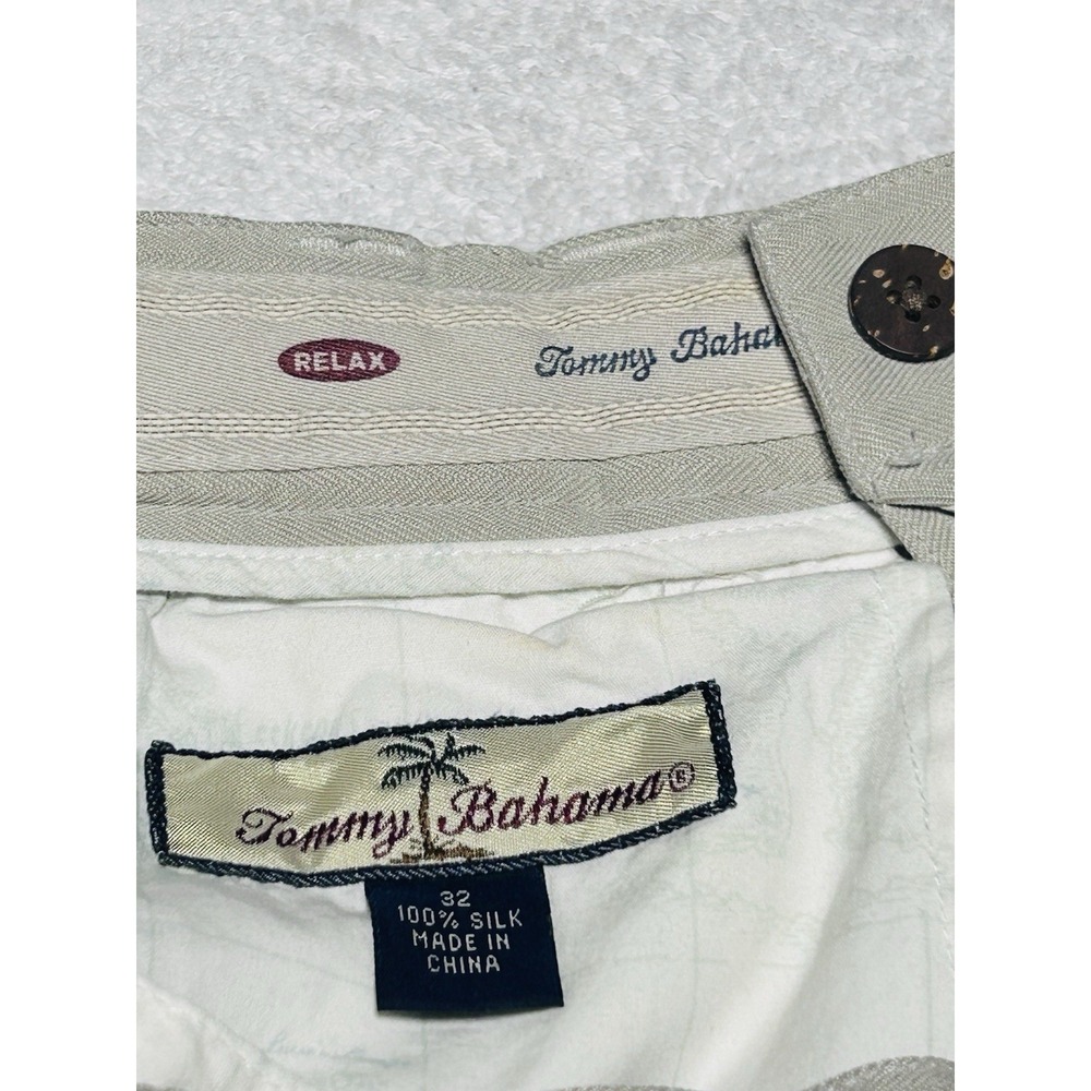 Tommy Bahama Relax Men's Beige Pleated Silk Trousers Textured 32/30 - Picture 4 of 6